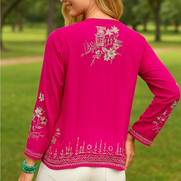 Johnny Was heavily embroidered  Elias Blouse NWT - Picture 2 of 14